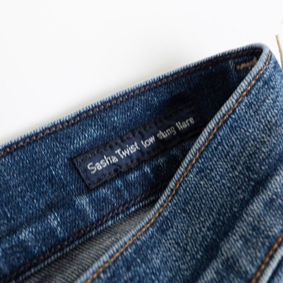Citizens of Humanity Sasha Twist Low Slung Flared Jeans Blue Mid Wash Distressed - Picture 8 of 16